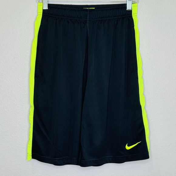 Nike Dri Fit Athletic Shorts Mens Sz Small Black Yellow Elastic Waist Basketball - Picture 1 of 6